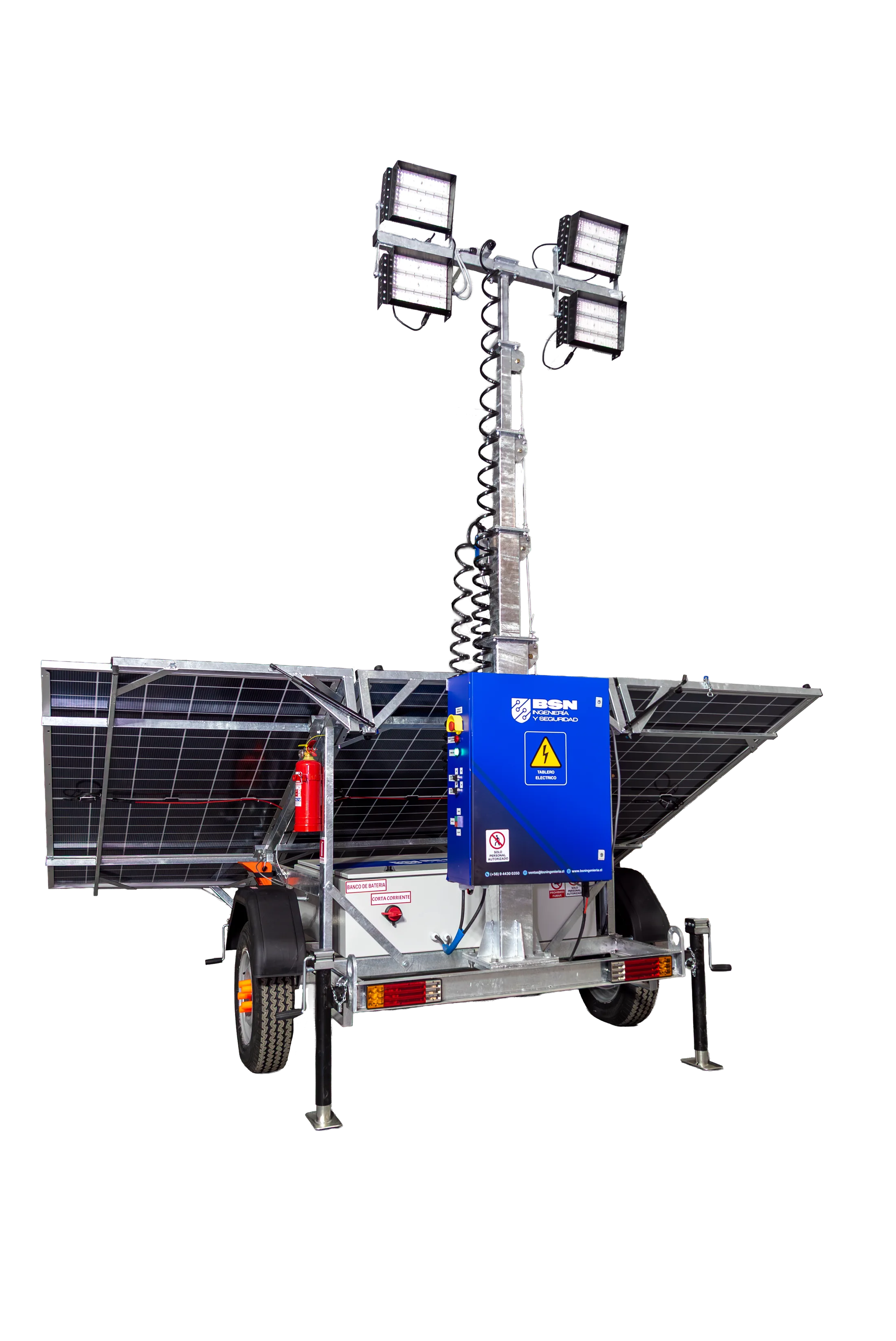 Torre de iluminación solar BSN SMART 600W para faenas industriales autónomas